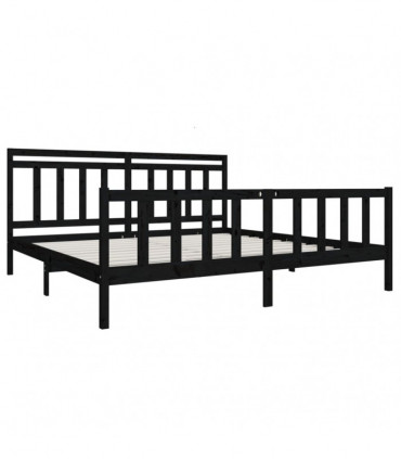 Bed Frame Black Solid Wood 200x200 cm