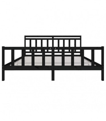 Bed Frame Black Solid Wood 200x200 cm