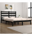 Bed Frame Black Solid Wood Pine 140x190 cm