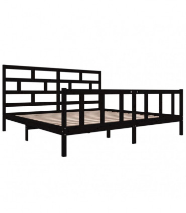 Bed Frame Black Solid Wood Pine 200x200 cm