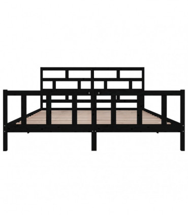 Bed Frame Black Solid Wood Pine 200x200 cm