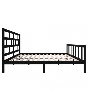 Bed Frame Black Solid Wood Pine 200x200 cm