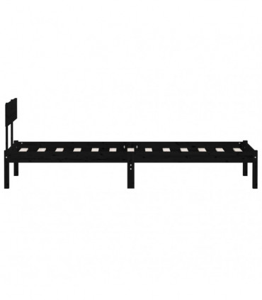 Bed Frame Black Solid Wood Pine 90x200 cm