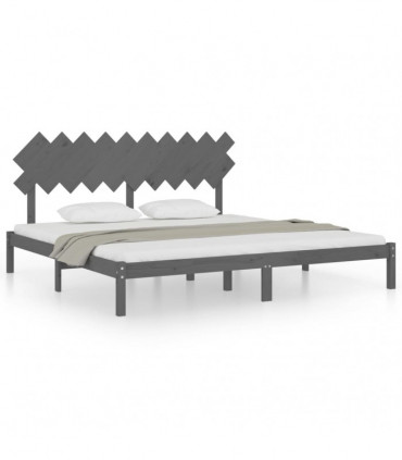 Bed Frame Grey 200x200 cm Solid Wood