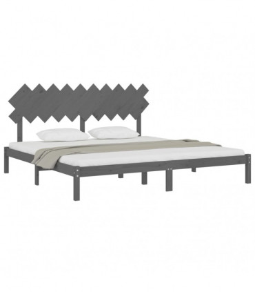 Bed Frame Grey 200x200 cm Solid Wood