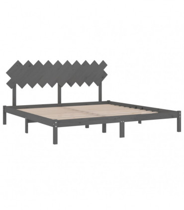 Bed Frame Grey 200x200 cm Solid Wood