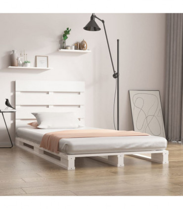 Bed Frame White 90x200 cm Solid Wood Pine