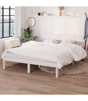 Bed Frame White Solid Wood Pine 140x200 cm