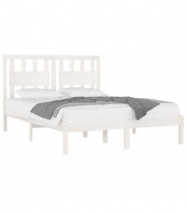 Bed Frame White Solid Wood Pine 160x200 cm