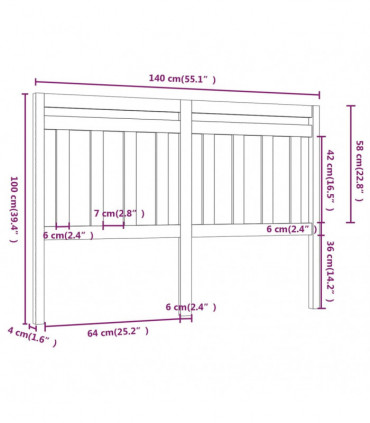 Bed Headboard 140x4x100 cm Solid Wood Pine
