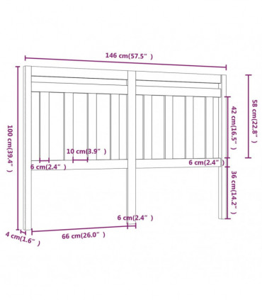 Bed Headboard 146x4x100 cm Solid Wood Pine