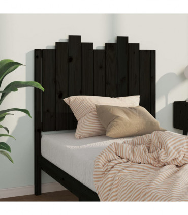 Bed Headboard Black 96x4x110 cm Solid Wood Pine