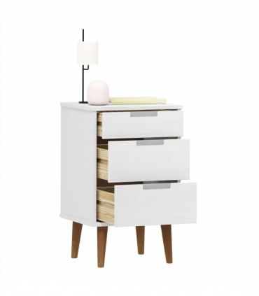 Bedside Cabinet White 40x35x65 cm Solid Wood Pine