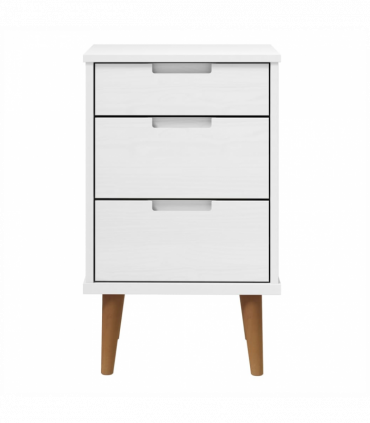 Bedside Cabinet White 40x35x65 cm Solid Wood Pine