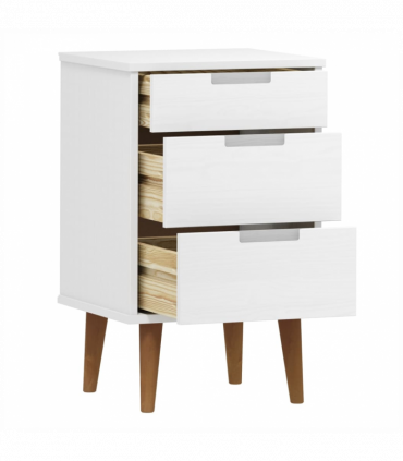 Bedside Cabinet White 40x35x65 cm Solid Wood Pine
