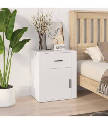 Bedside Cabinet White 50x36x60 cm Engineered Wood