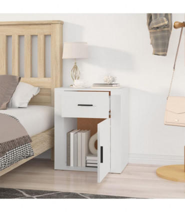 Bedside Cabinet White 50x36x60 cm Engineered Wood