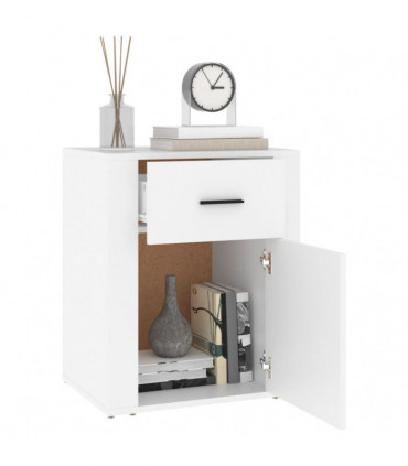Bedside Cabinet White 50x36x60 cm Engineered Wood