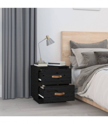 Bedside Cabinets 2 pcs Black 40x34x45 cm Solid Wood Pine
