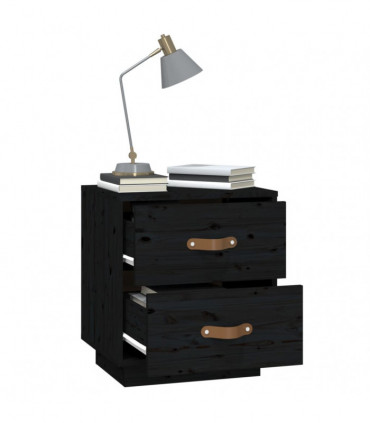 Bedside Cabinets 2 pcs Black 40x34x45 cm Solid Wood Pine
