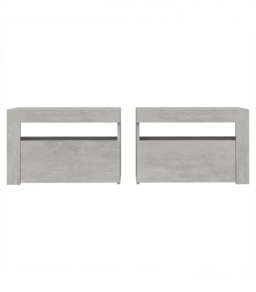 Bedside Cabinets 2 pcs with LEDs Concrete Grey 60x35x40 cm