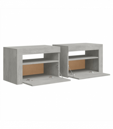 Bedside Cabinets 2 pcs with LEDs Concrete Grey 60x35x40 cm