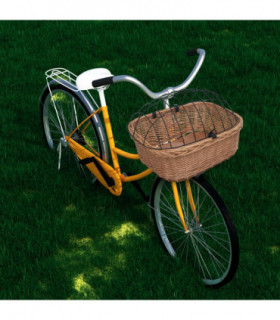 Bike Front Basket with Cover 50x45x35 cm Natural Willow