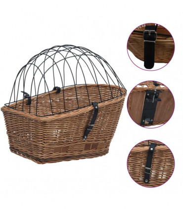 Bike Rear Basket with Cover 55x31x36 cm Natural Willow