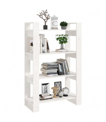 Book Cabinet/Room Divider White 80x35x125 cm Solid Wood Pine