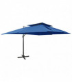 Cantilever Umbrella with Double Top Azure Blue 400x300 cm
