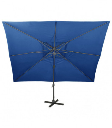 Cantilever Umbrella with Double Top Azure Blue 400x300 cm