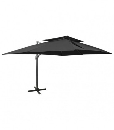 Cantilever Umbrella with Double Top Black 400x300 cm