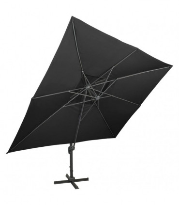 Cantilever Umbrella with Double Top Black 400x300 cm