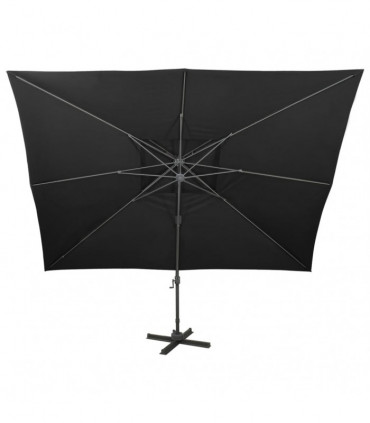Cantilever Umbrella with Double Top Black 400x300 cm