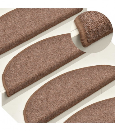 Carpet Stair Treads 15 pcs Brown 56x17x3 cm