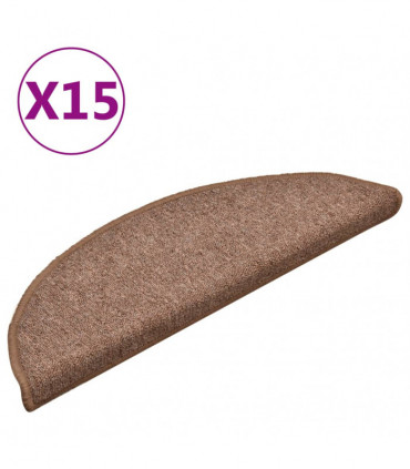 Carpet Stair Treads 15 pcs Brown 56x17x3 cm