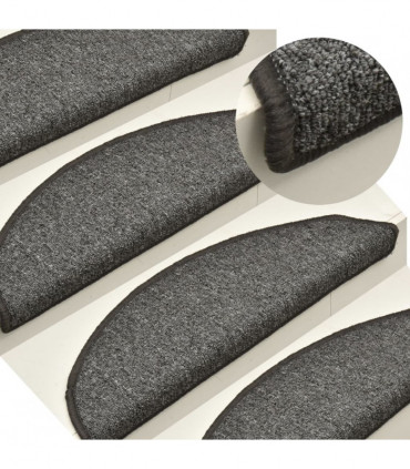 Carpet Stair Treads 15 pcs Dark Grey 56x17x3 cm
