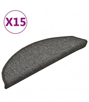 Carpet Stair Treads 15 pcs Dark Grey 56x17x3 cm
