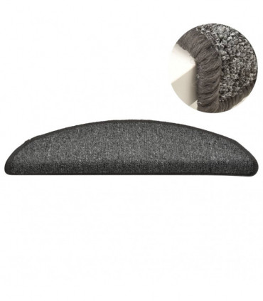 Carpet Stair Treads 15 pcs Dark Grey 56x17x3 cm