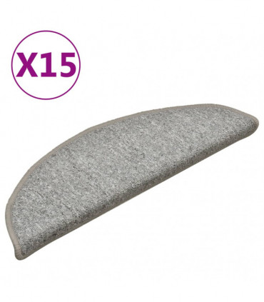 Carpet Stair Treads 15 pcs Light Grey 56x17x3 cm