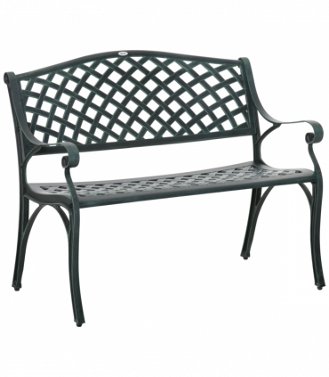 Cast Aluminium Bench 2 Seater Antique Patio Porch Park Loveseat Chair, Verdigris