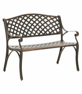 Cast Aluminium Bench 2 Seater Patio Porch Park Loveseat Chair, Bronze