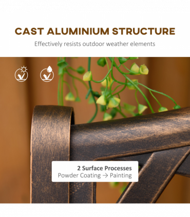 Cast Aluminium Bench 2 Seater Patio Porch Park Loveseat Chair, Bronze