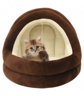 Cat Bed 50x50x45 cm Brown and Cream