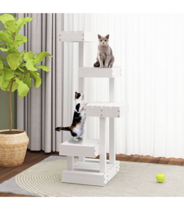 Cat Tree White 45.5x49x103 cm Solid Wood Pine