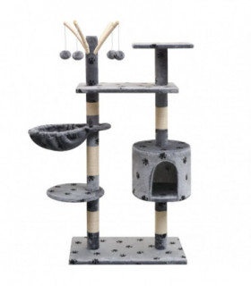Cat Tree with Sisal Scratching Posts 125 cm Paw Prints Grey