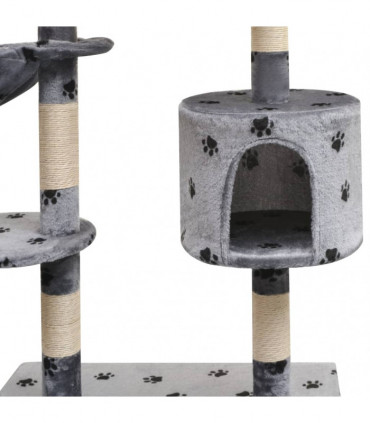 Cat Tree with Sisal Scratching Posts 125 cm Paw Prints Grey