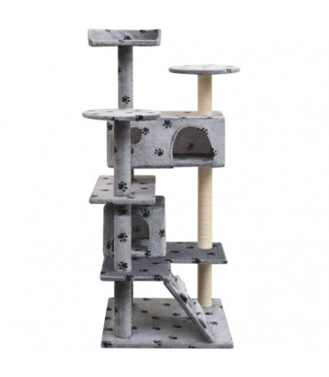 Cat Tree with Sisal Scratching Posts 125 cm Paw Prints Grey