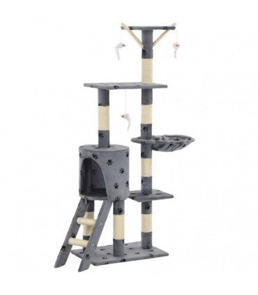 Cat Tree with Sisal Scratching Posts 138 cm Grey Paw Prints
