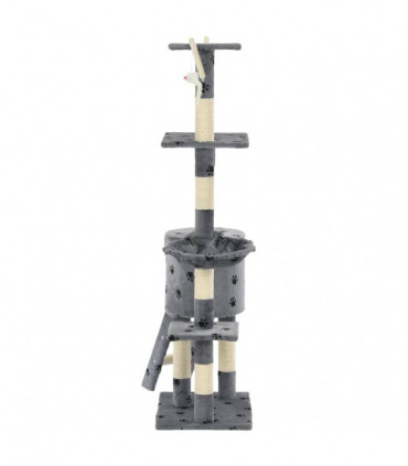 Cat Tree with Sisal Scratching Posts 138 cm Grey Paw Prints